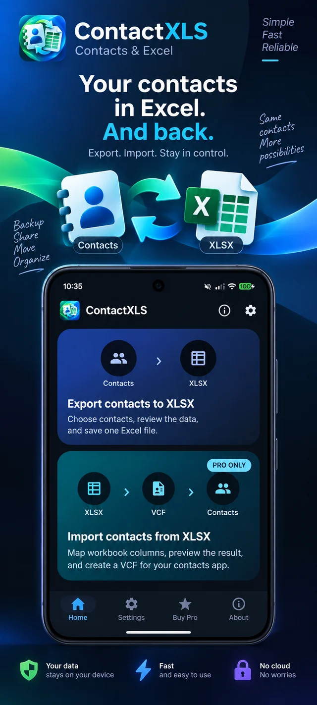 ContactXLS: Contacts & Excel — screenshot 1