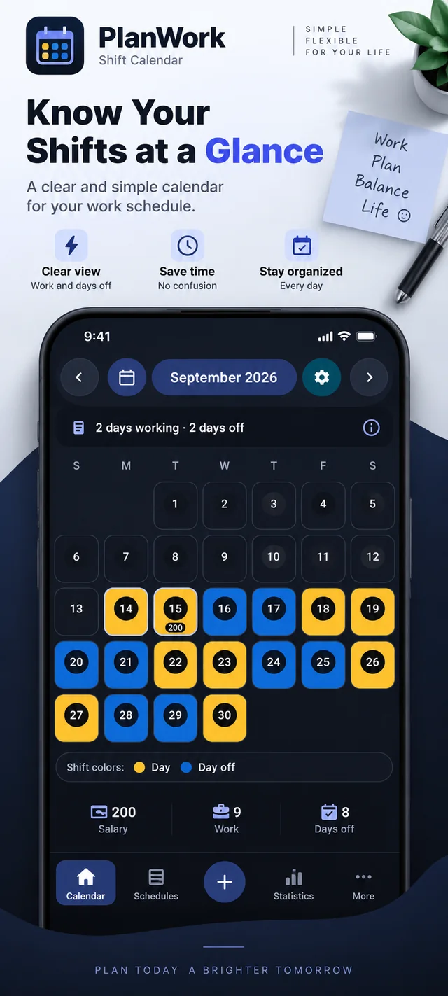 PlanWork: Shift Calendar — screenshot 1